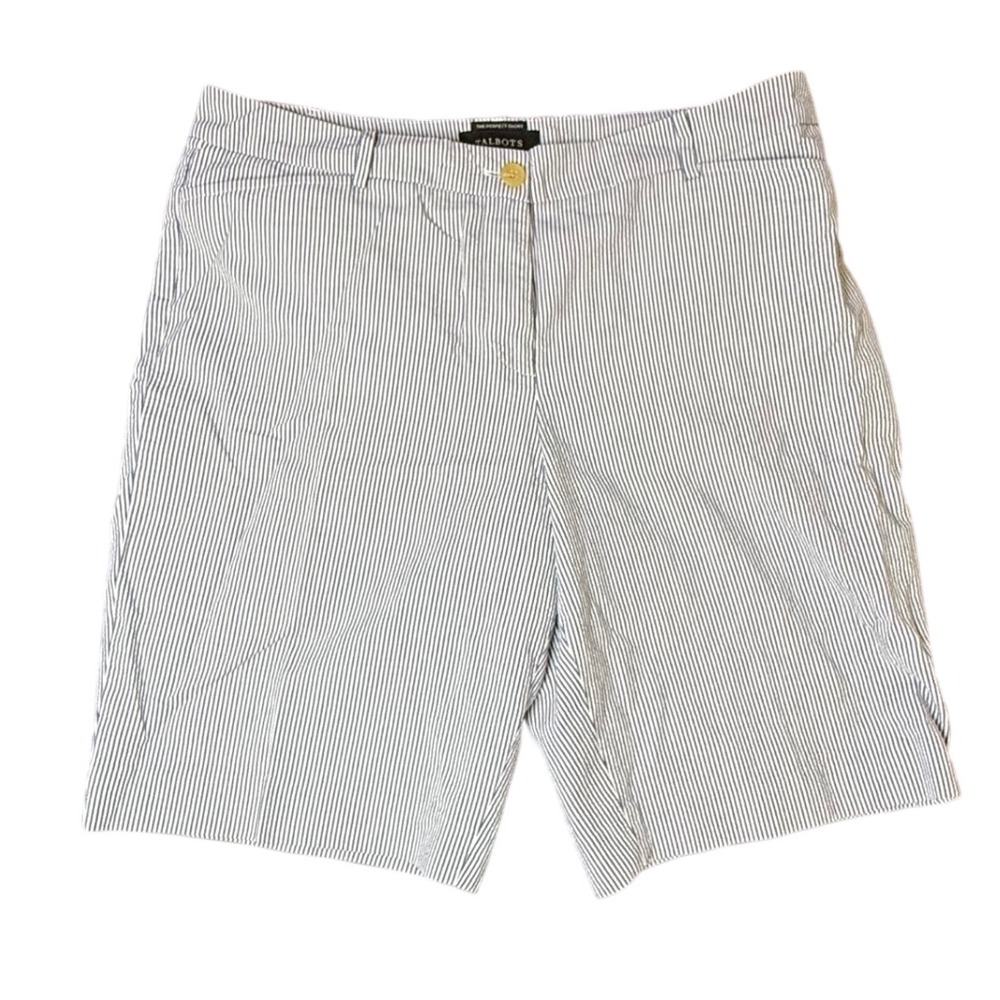 Talbots The Perfect Short Striped Blue White Womens‎ Size 12